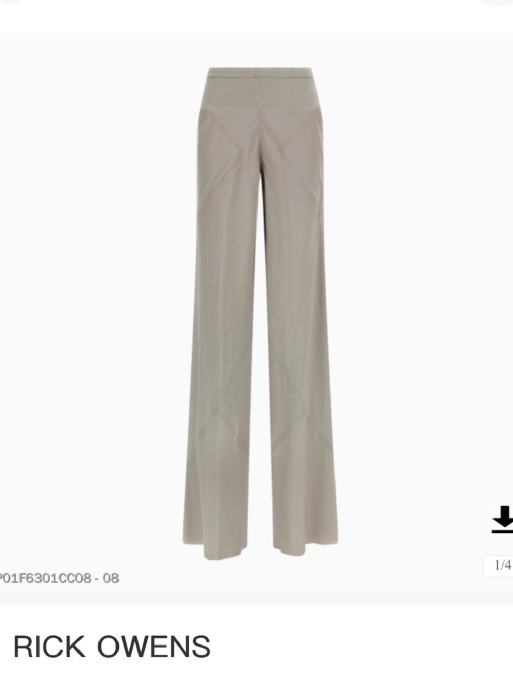 Rick Owens Woman Wide-Leg Trousers in Stone Gray